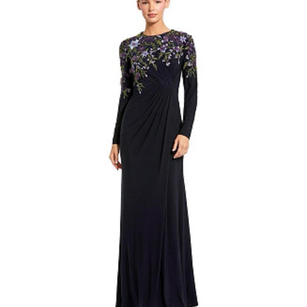 Mac Duggal Women's Embellished Long Sleeve Fitted Jersey Gown